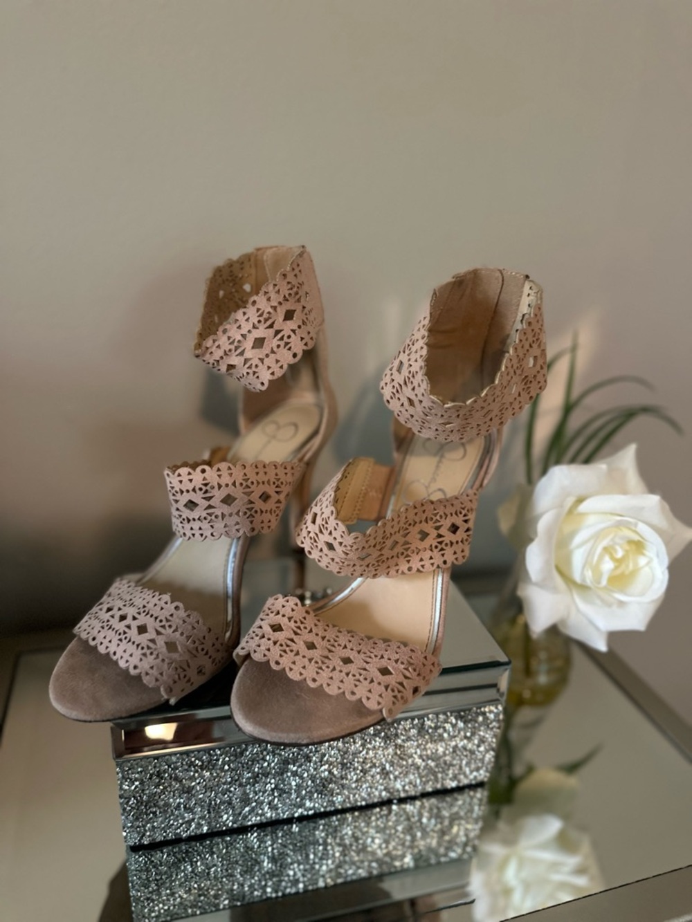 Jessica Simpson Blush Laser-Cut Scalloped Heels